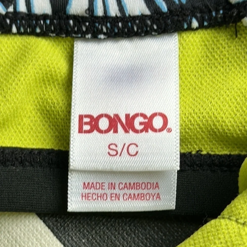 Bongo swim women’s size small ruffled t back blue and black
